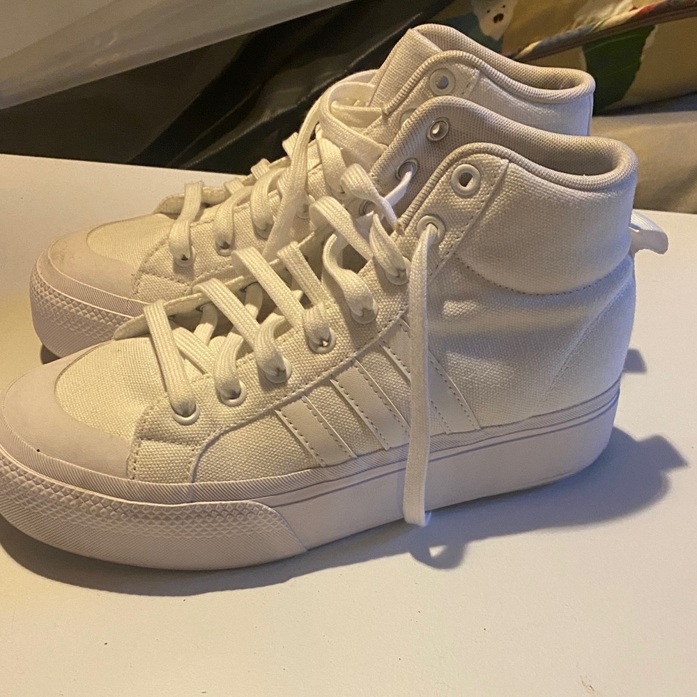 adidas White Kids High-Top Sneakers